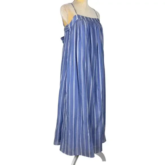 J. Crew Floaty Midi Dress in Striped Cotton Voile XS Beachy Nautical Resort NWT - Picture 7 of 12